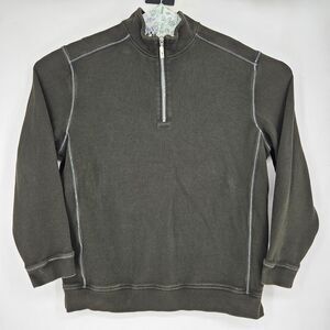 Tommy Bahama Sweater Mens Extra Large Relax Half Zip Sweatshirt Pullover Black